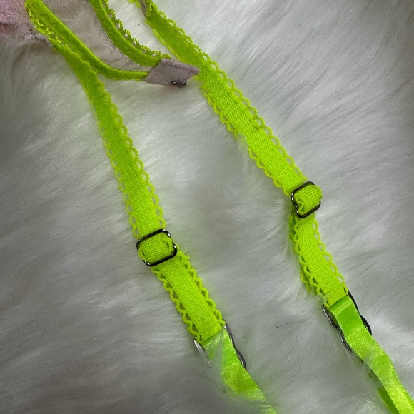 Sexy Little Things Pink Lace Garter Belt with Neon Green Accents - Picture 9 of 9